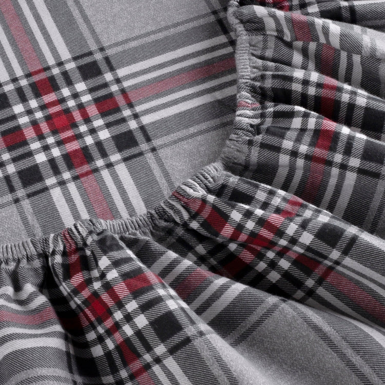 Kathy Ireland 100% Turkish Cotton Flannel Sheet Set - Crimson Check