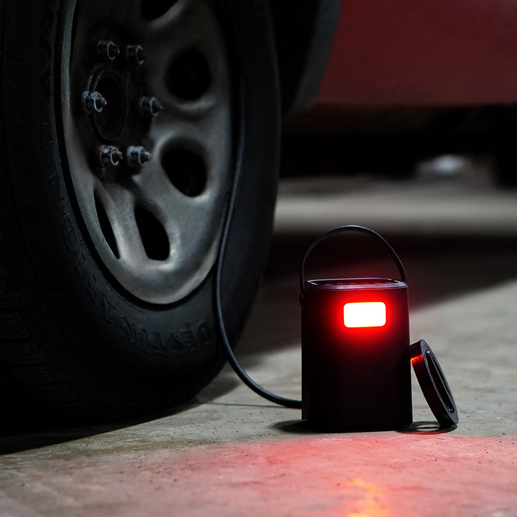 NeverGoFlat - Portable Air Compressor, Power Bank & Flashlight