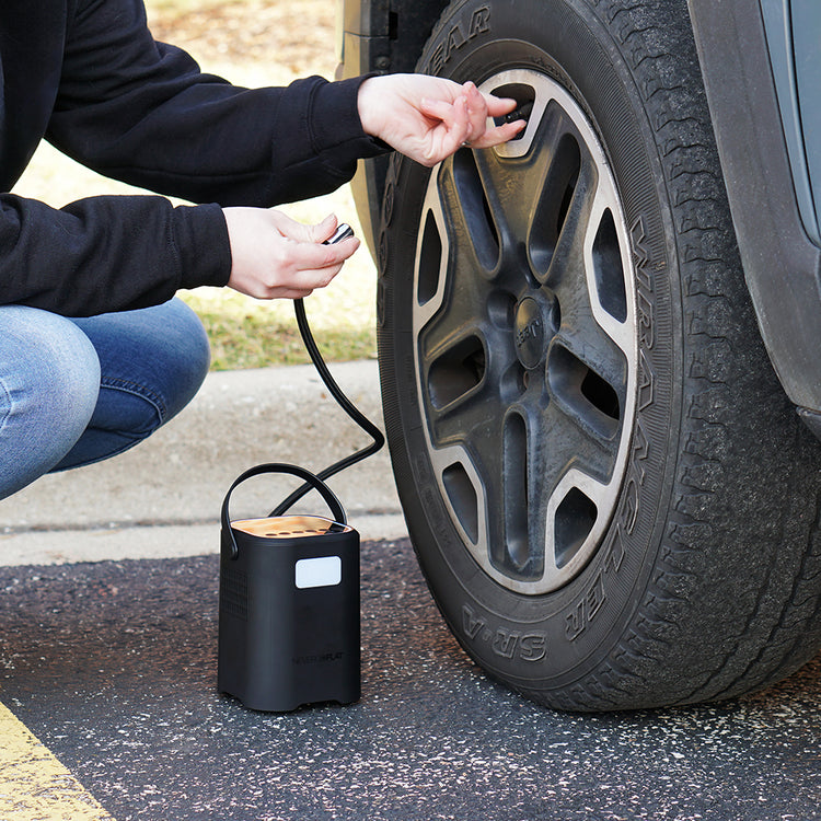 NeverGoFlat - Portable Air Compressor, Power Bank & Flashlight