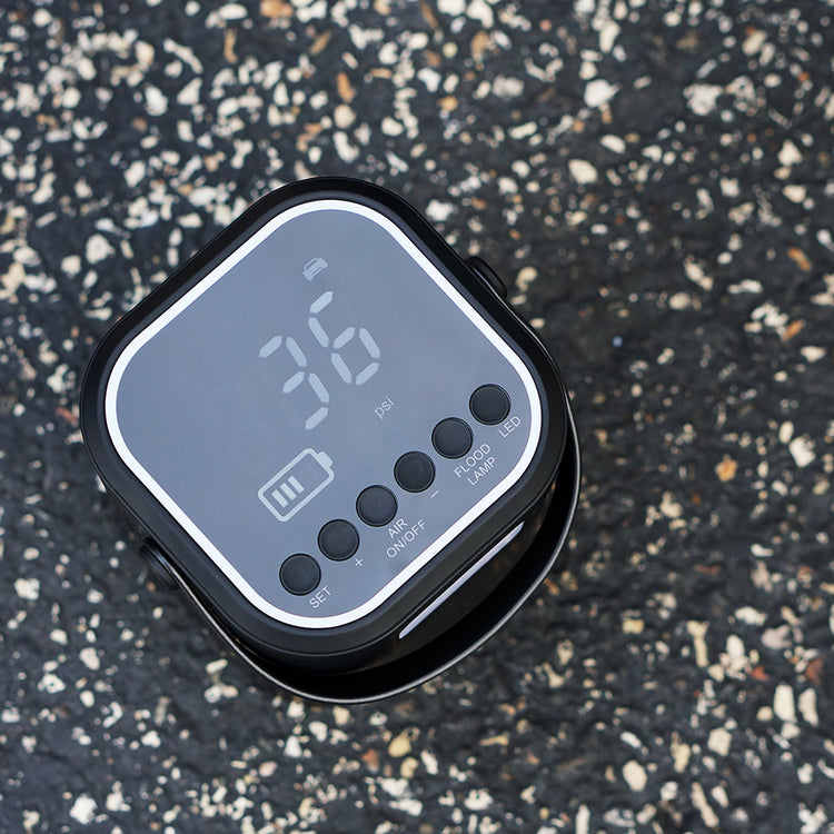 NeverGoFlat - Portable Air Compressor, Power Bank & Flashlight