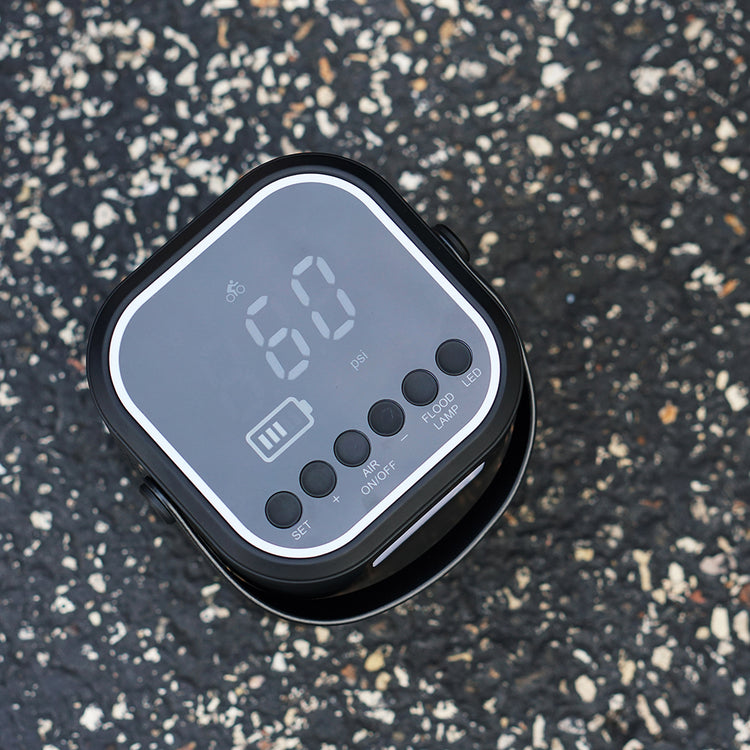 NeverGoFlat - Portable Air Compressor, Power Bank & Flashlight