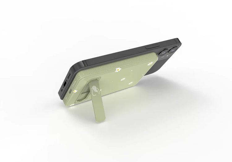 Phone case with built-in stand on a white background