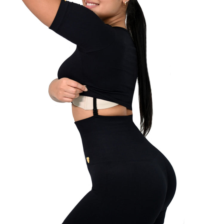 SHAPING LEGGINGS HIGH WAIST DOUBLE TUMMY SET - Black