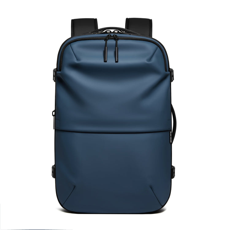 Blue backpack on a white background