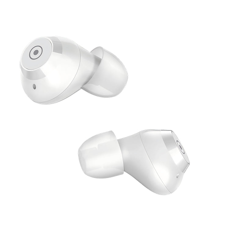 White wireless earbuds on a white background