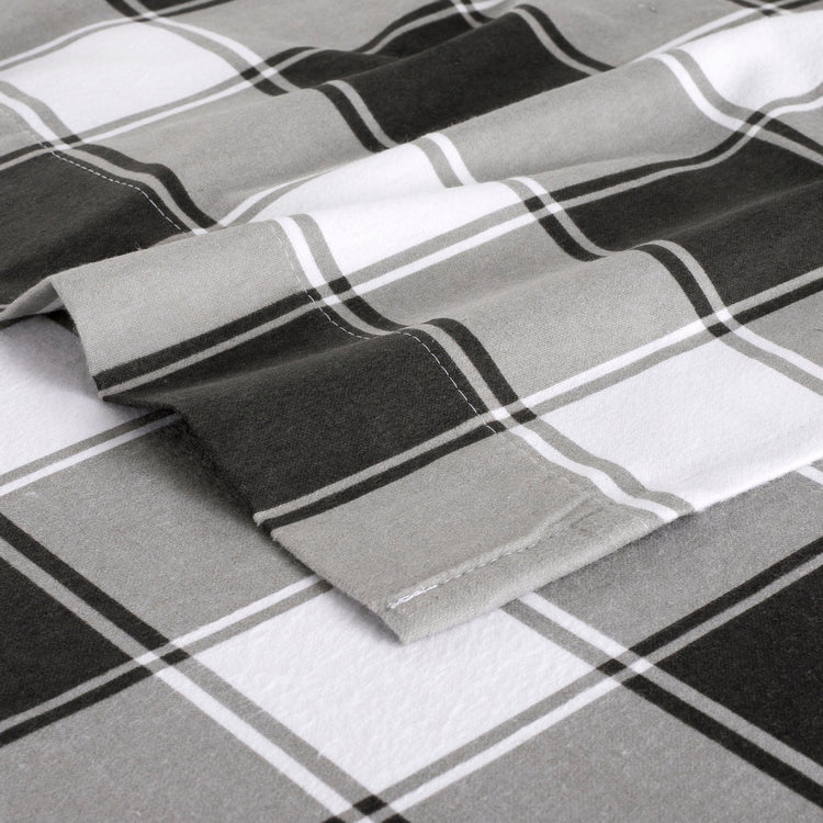 Kathy Ireland 100% Turkish Cotton Flannel Sheet Set - Gingham Plaid