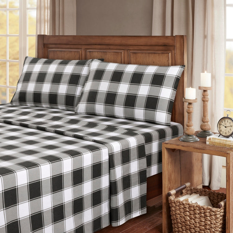 Kathy Ireland 100% Turkish Cotton Flannel Sheet Set - Gingham Plaid