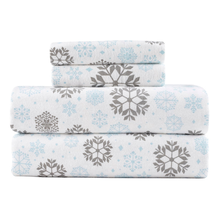 Kathy Ireland 100% Turkish Cotton Flannel Sheet Set - Gray Blue Frost