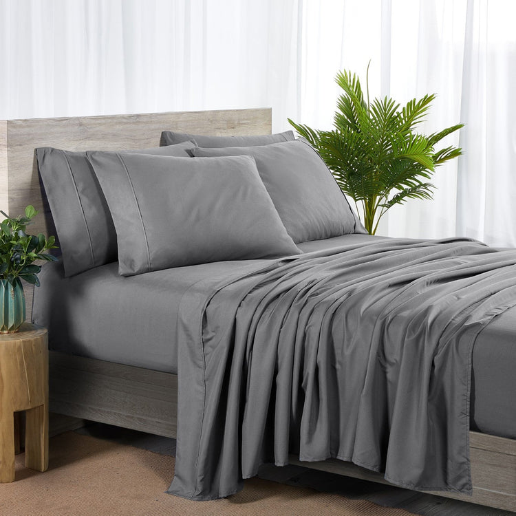 Bamboo 2000 Count Sheet Set with SnugGrip - Charcoal Grey