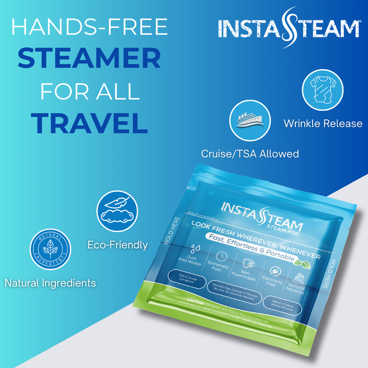 InstaSteam steam pack with features on a blue background