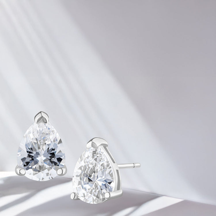 Ice By Jardin Sterling Silver Pear Stud Earring