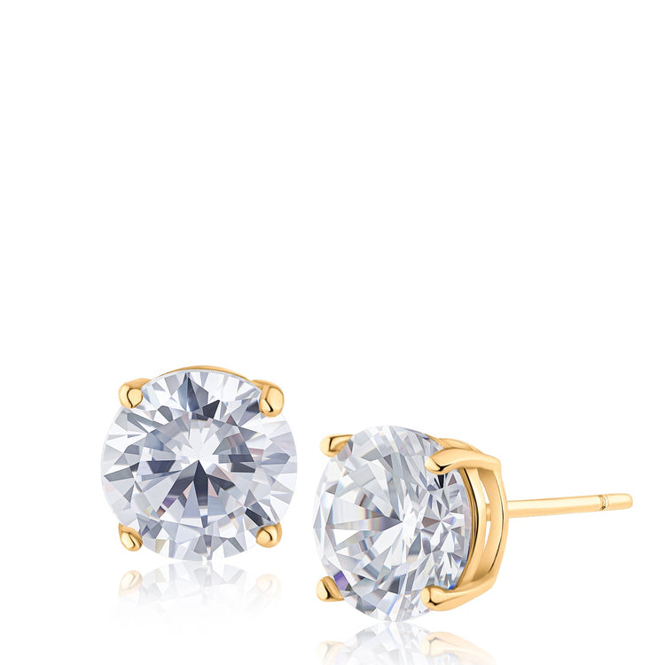 Ice by Jardin Gold plate over Sterling Silver Round Stud Earring