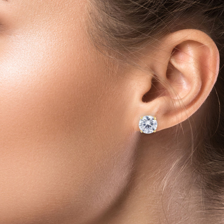 Ice by Jardin Gold plate over Sterling Silver Round Stud Earring