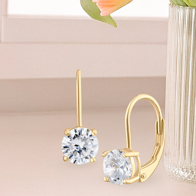 Ice by Jardin Gold plate over Sterling Leverback earrings