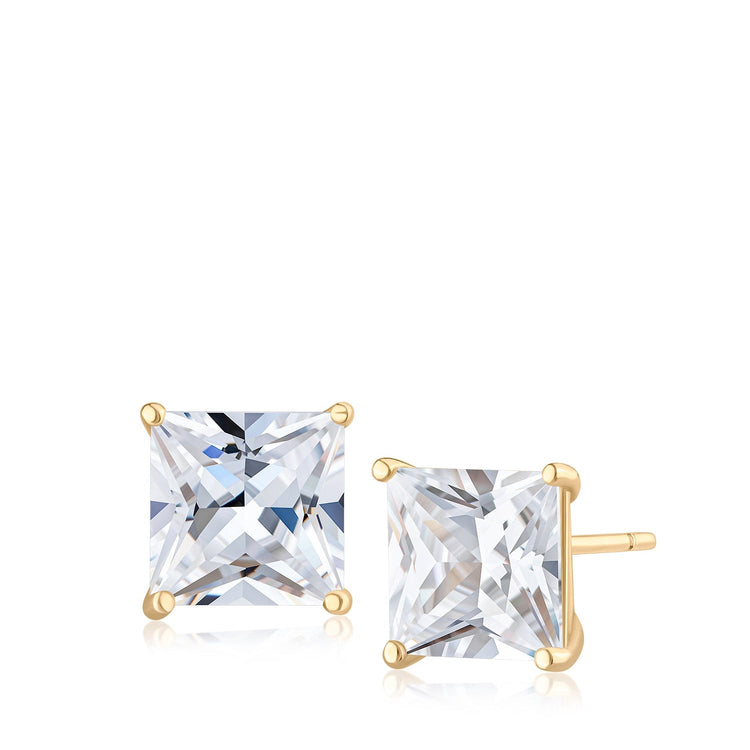 Ice by Jardin Gold Plate over Sterling Princess Cut Earring