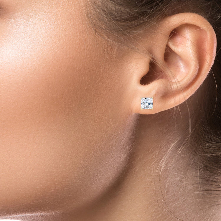 Ice by Jardin Gold Plate over Sterling Princess Cut Earring