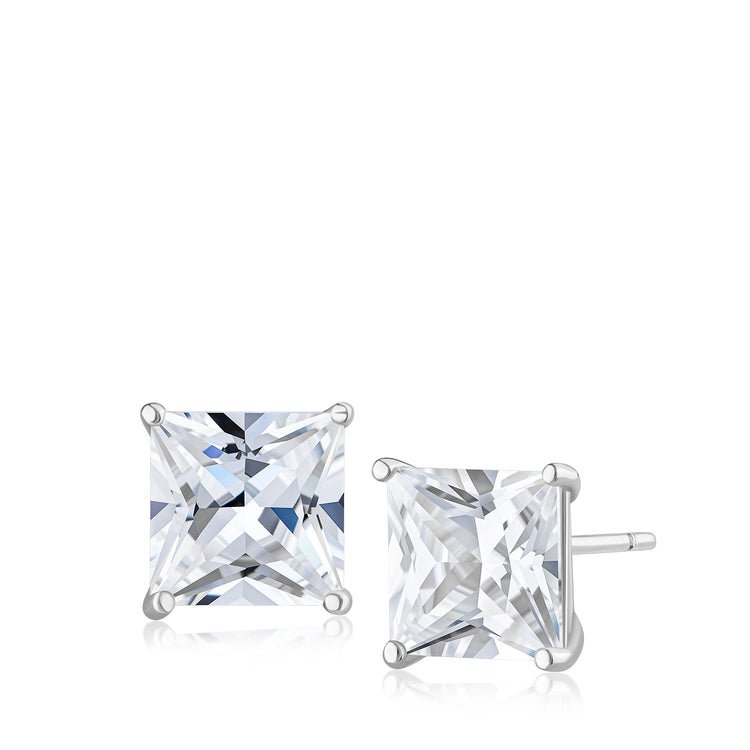 Ice By Jardin Sterling Silver Princess Cut Stud Earring