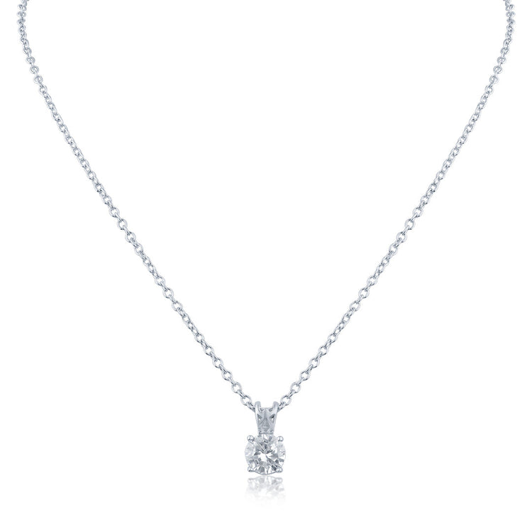 Ice by Jardin Sterling Silver Round CZ Pendant Necklace