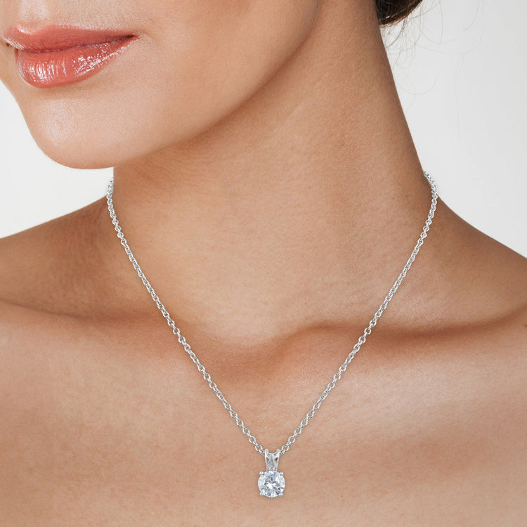Ice by Jardin Sterling Silver Round CZ Pendant Necklace