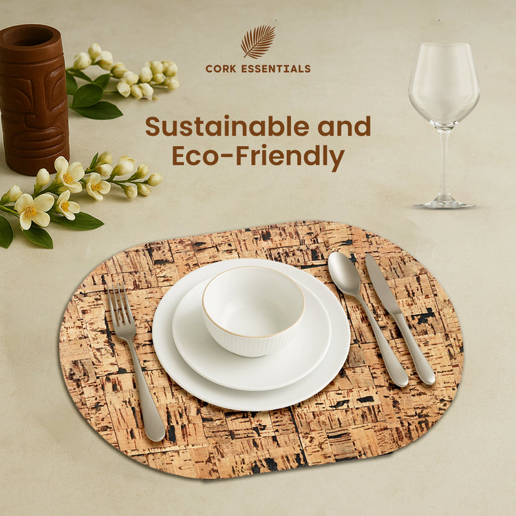 Wood Textured Oval Placemat Set of 4