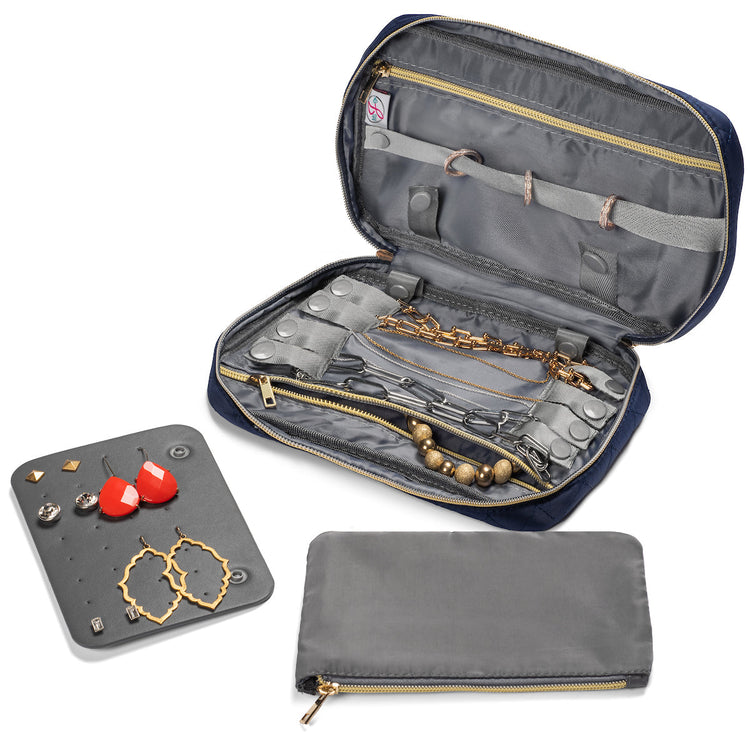Jewelry organizer with compartments for jewelry on a white background