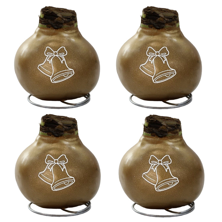 4-Piece Gold Waxed Amaryllis w/Bells Stencil