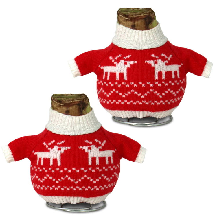2-Piece Waxed Amaryllis w/Reindeer Sweater