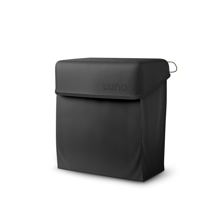 Black bag with 'LUNO' branding on a white background