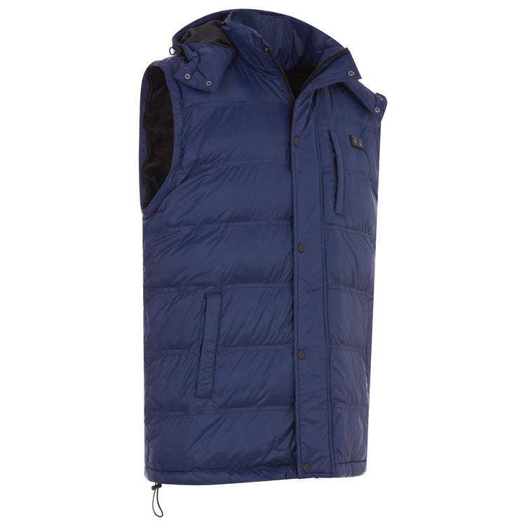 Blue puffer vest on a white background