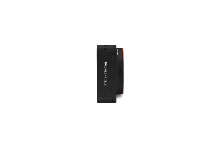 Black camera lens with '6.0 Megapixels' text on a white background