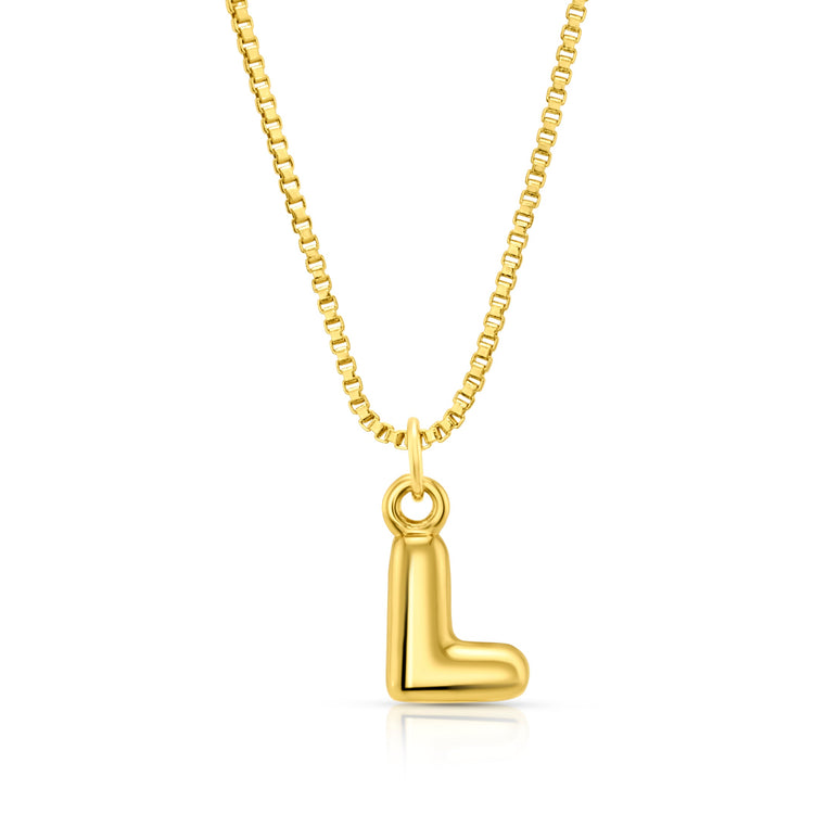 Baby Bubble Initial Necklace, Gold