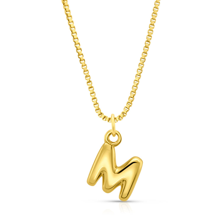 Baby Bubble Initial Necklace, Gold