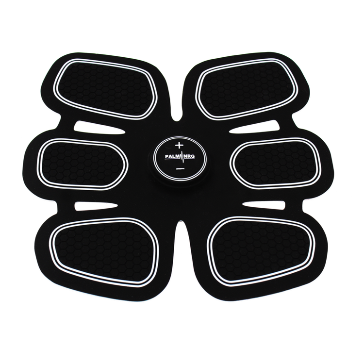 Black abdominal exercise pad with brand logo on a white background