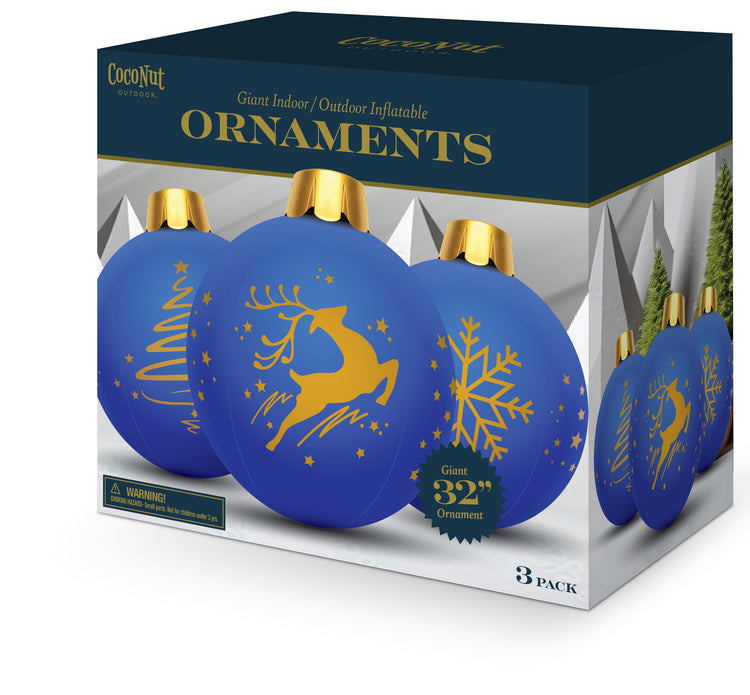 32” Inflatable Holiday Ornaments – Assorted 3 Pack