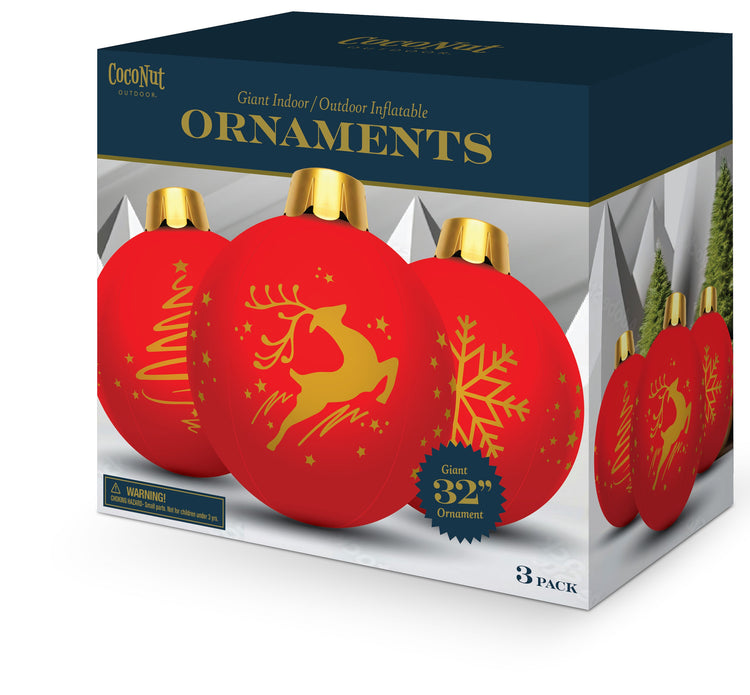 32” Inflatable Holiday Ornaments – Assorted 3 Pack