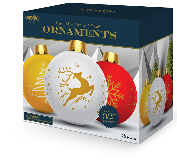 32” Inflatable Holiday Ornaments – Assorted 3 Pack