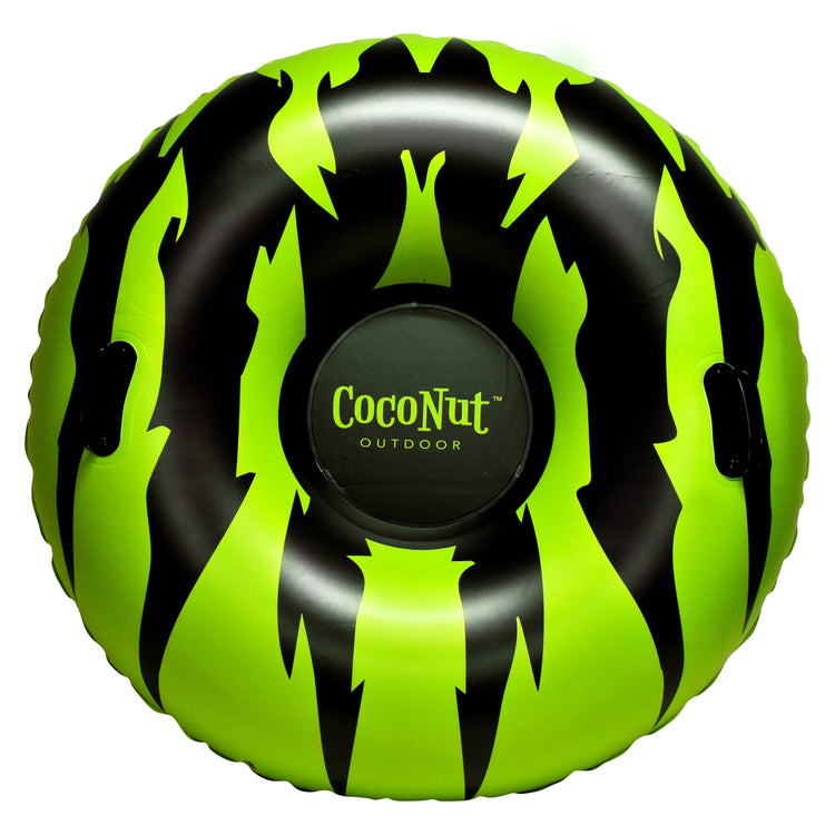 Green and black inflatable ring with 'Coconut Outdoor' branding on a white background