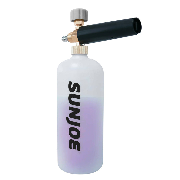 White foam cannon with black nozzle and 'SUNJOE' branding on a white background