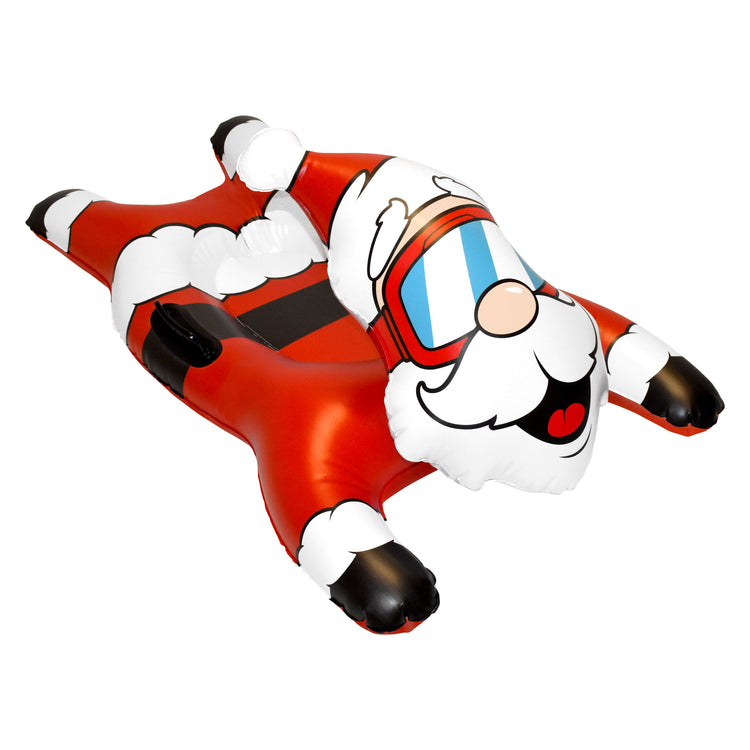 Inflatable Santa Claus figure with goggles on a white background