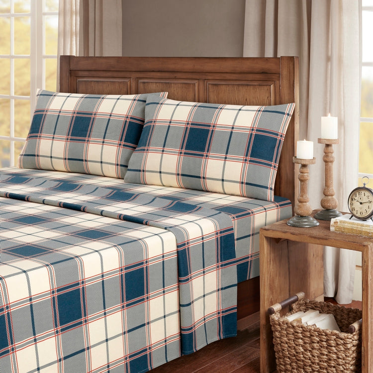 Kathy Ireland 100% Turkish Cotton Flannel Sheet Set - Signature Plaid