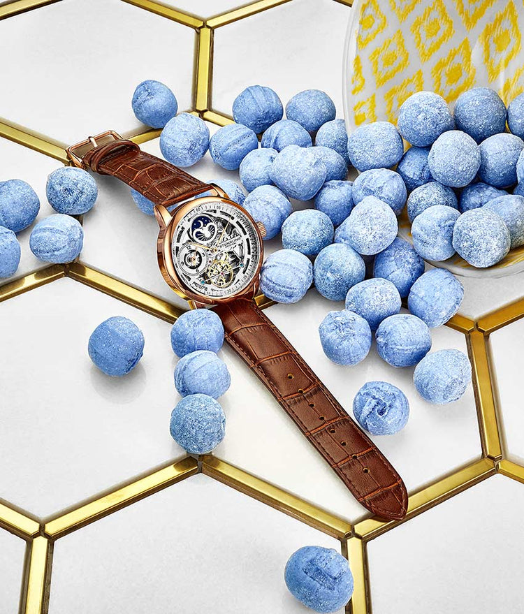 Silver Dial / Rose Case / Brown Band