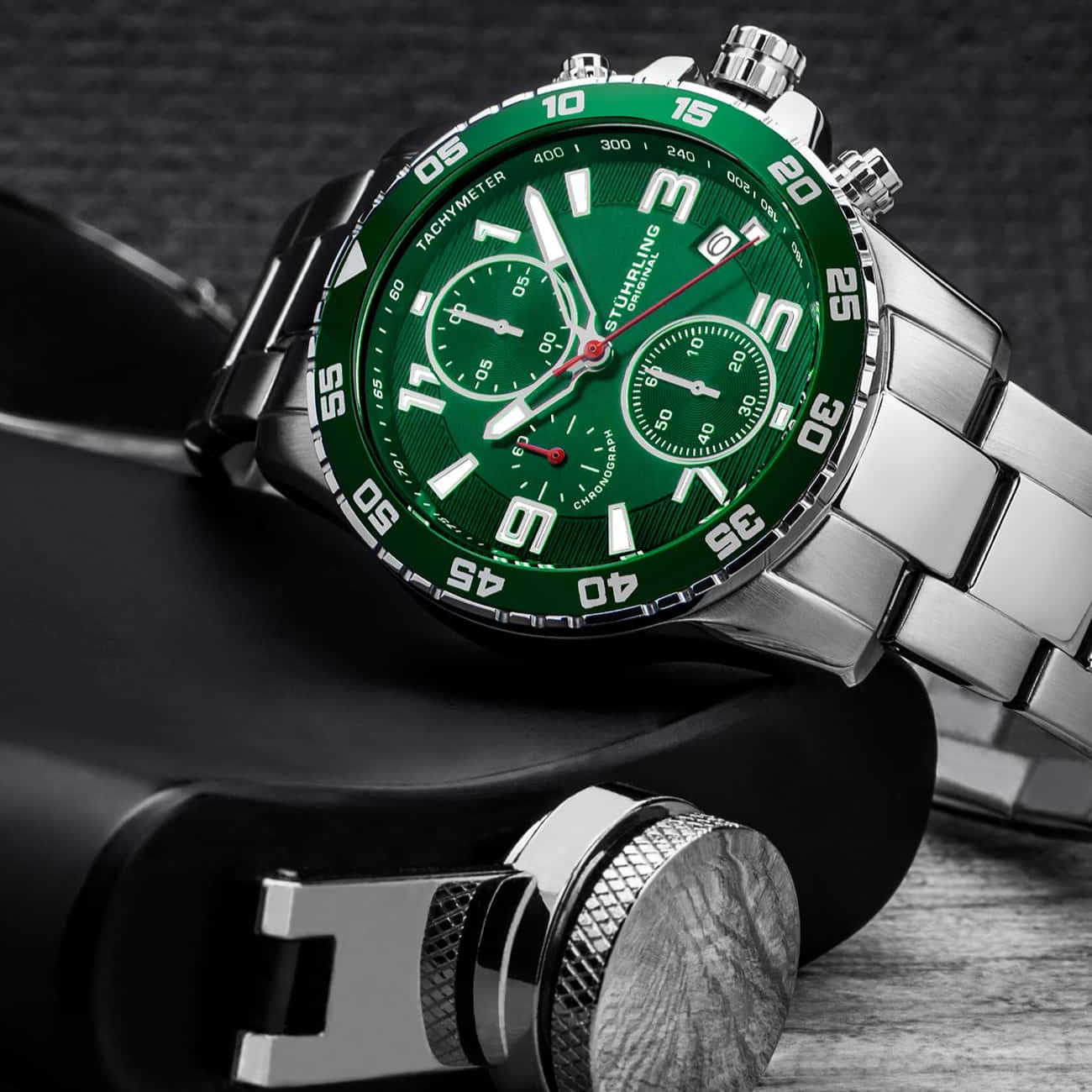 Green Dial / Silver Case / Silver Band