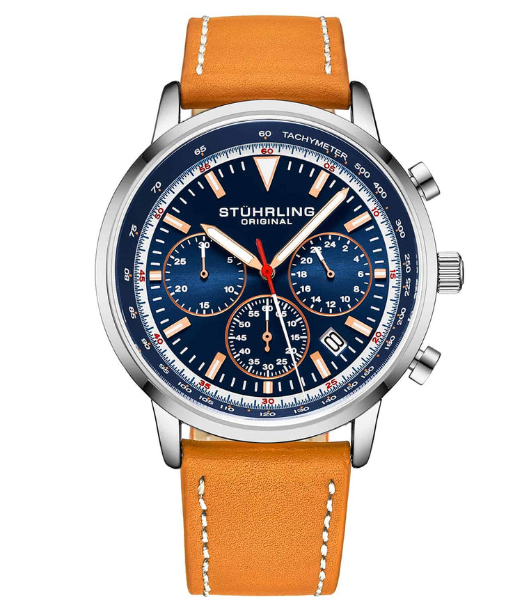 Blue Dial / Silver Case / Tan Band