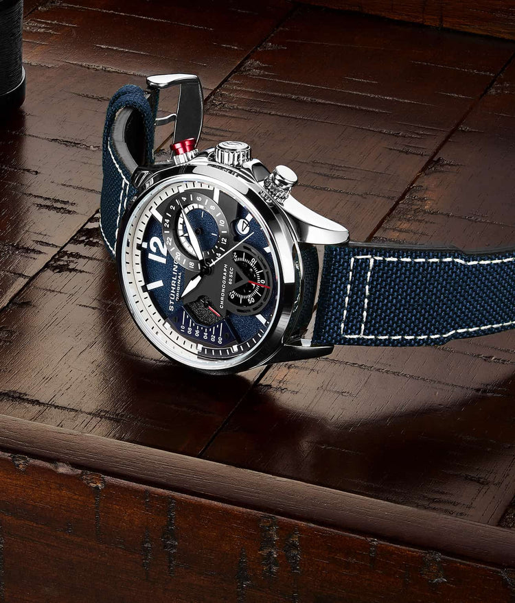 Blue Dial / Silver Case / Blue Leather Strap Silver Tang Buckle