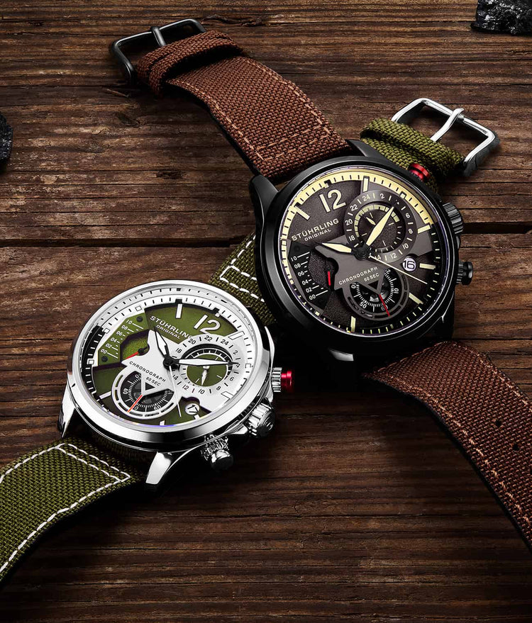 Green Dial / Silver Case / Green Leather Strap Silver Tang Buckle