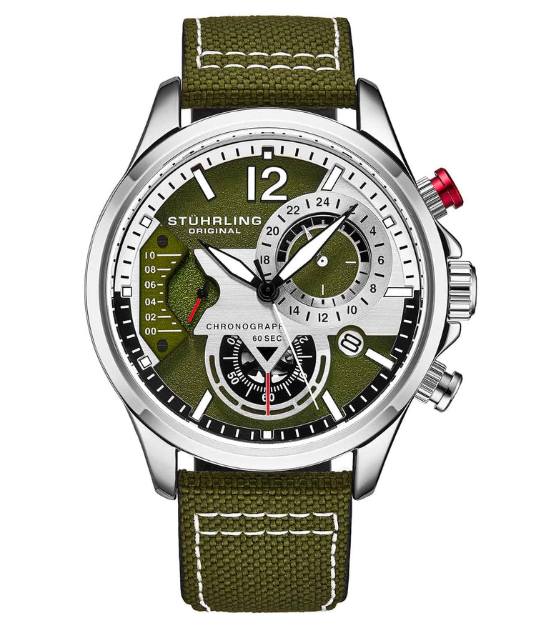 Green Dial / Silver Case / Green Leather Strap Silver Tang Buckle