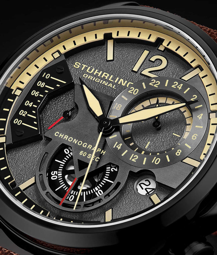 Grey Dial / Black Case / Brown Leather Strap Black Tang Buckle