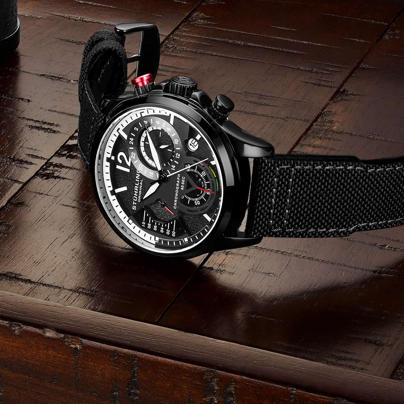Black Dial / Black Case / Black Leather Strap Black Tang Buckle