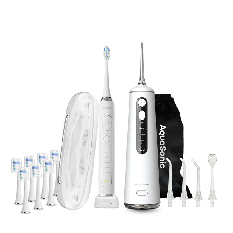 Aquasonic Elite Rechargable Electric Toothbrush & Flosser Bundle