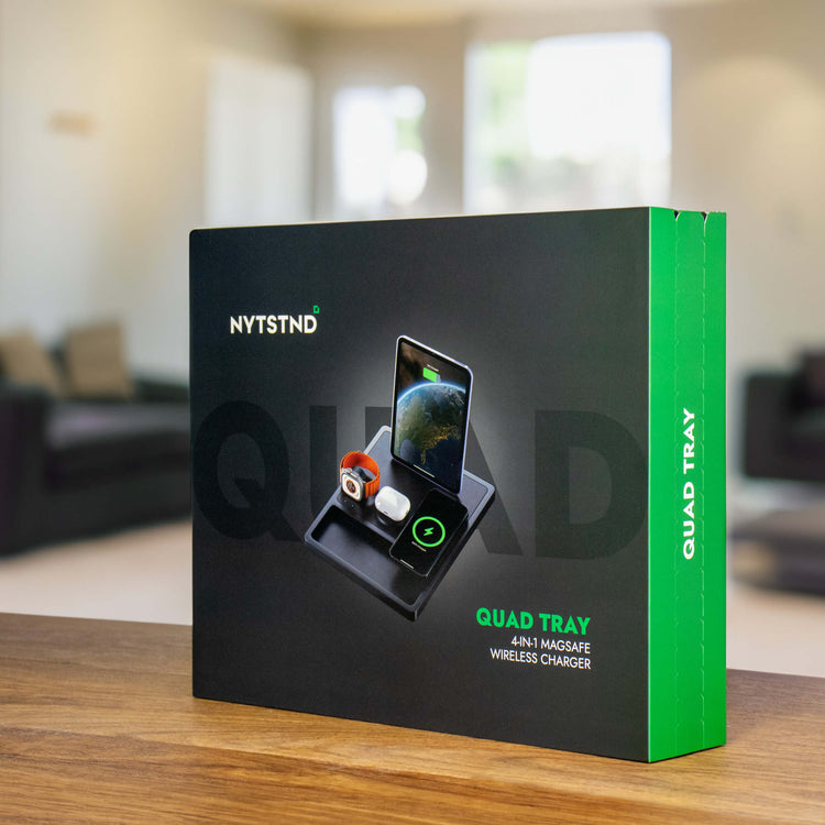 QUAD TRAY Black - 4-in-1 MagSafe Midnight Black Wireless Charger with iPad Stand Support